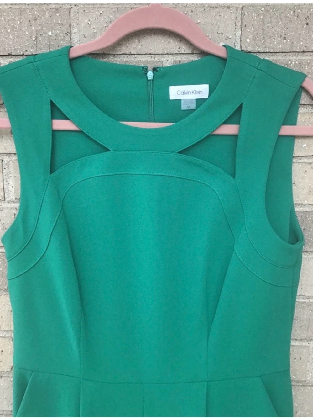 Calvin Klein Teal Green Sleeveless Dress with Zip Back